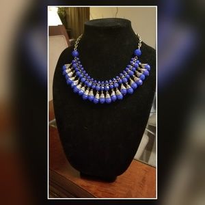 Blue Beaded Statement Necklace